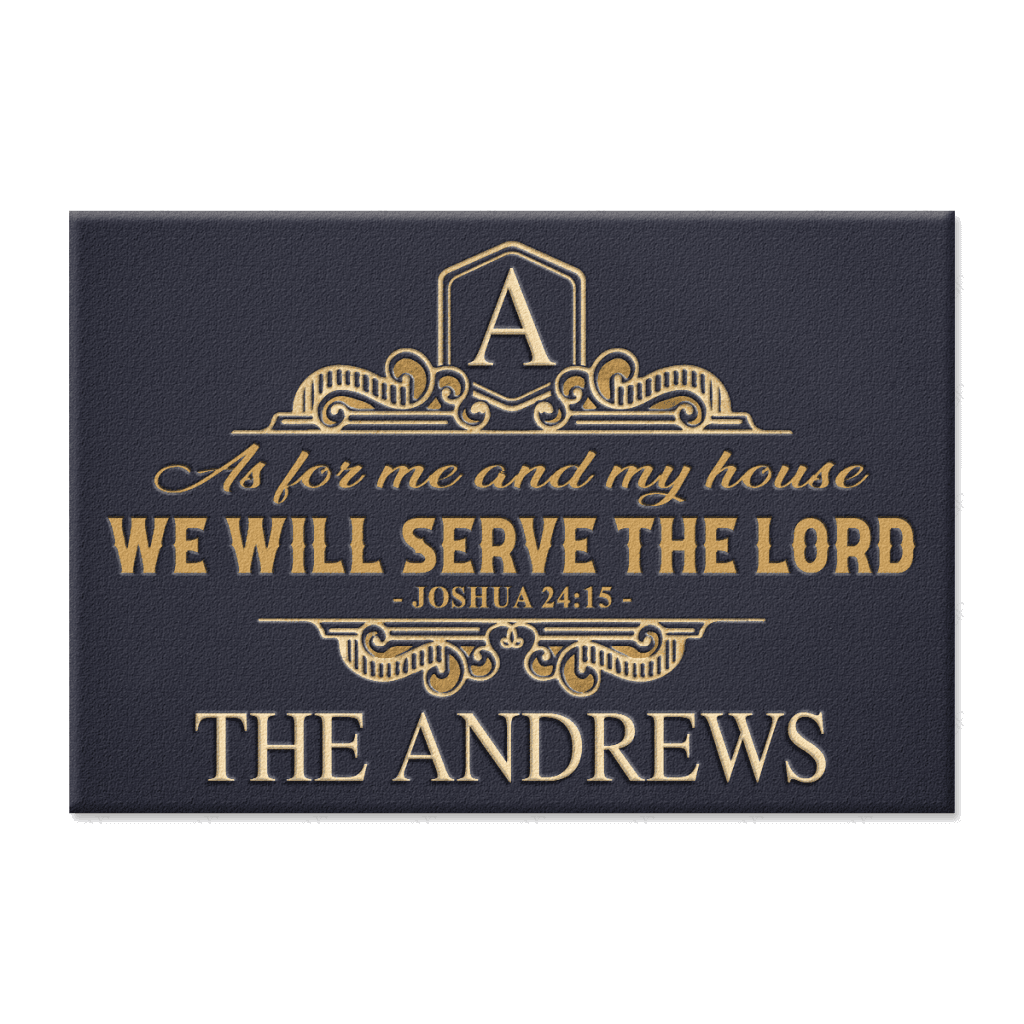 Personalized Crest Family Home Serve The Lord Doormat