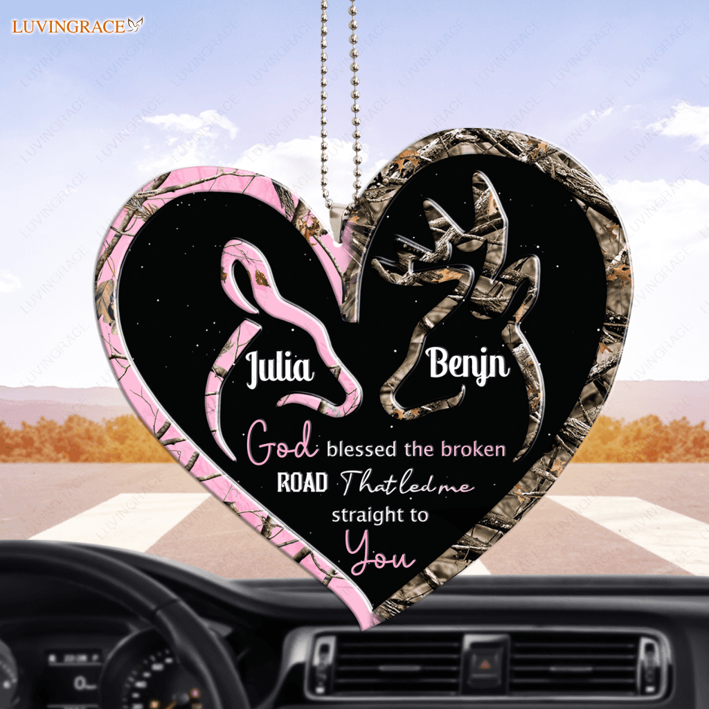 Personalized Deer Heart Doe Buck God Blessed Ornament