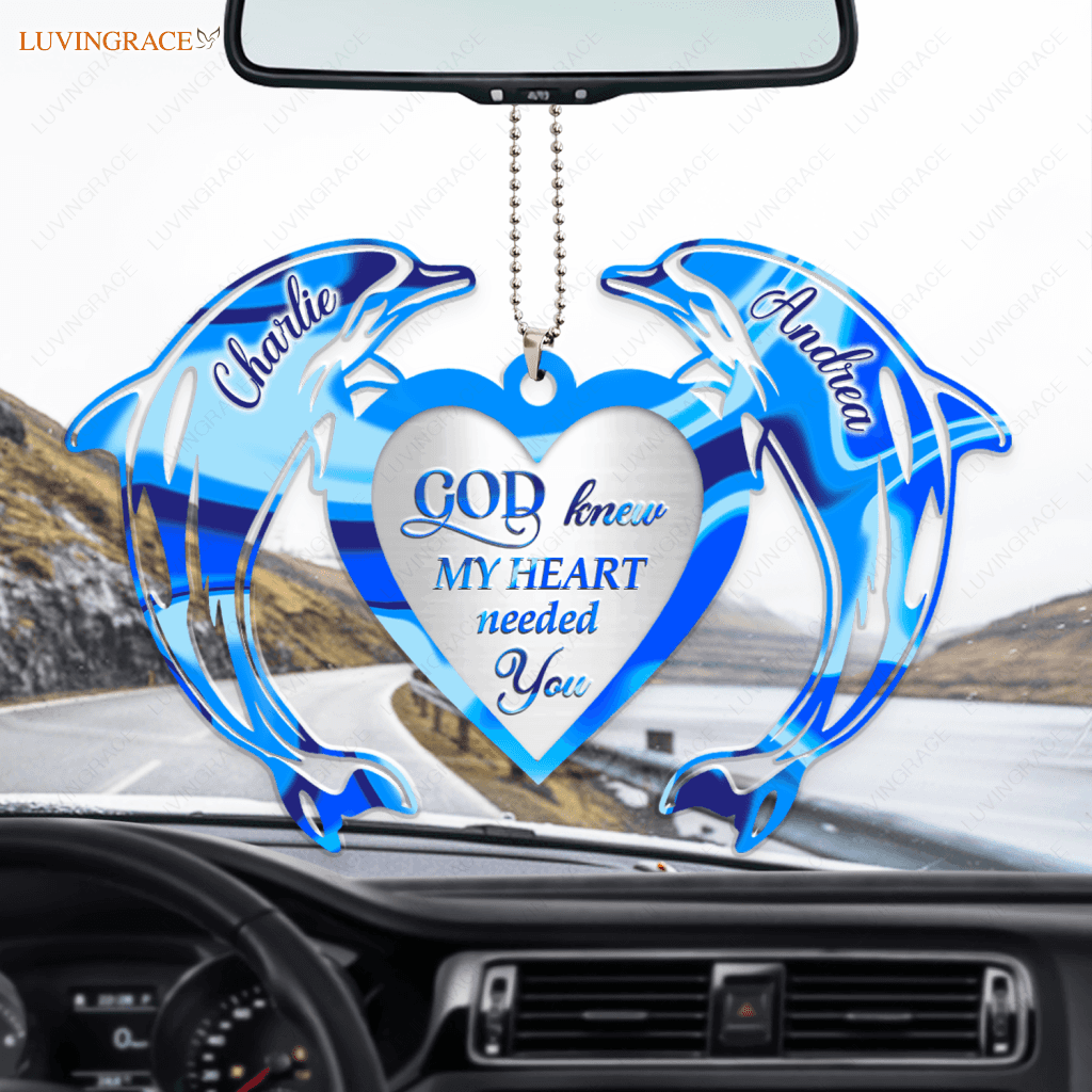 Personalized Dolphin Couple God Knew My Heart Ornament