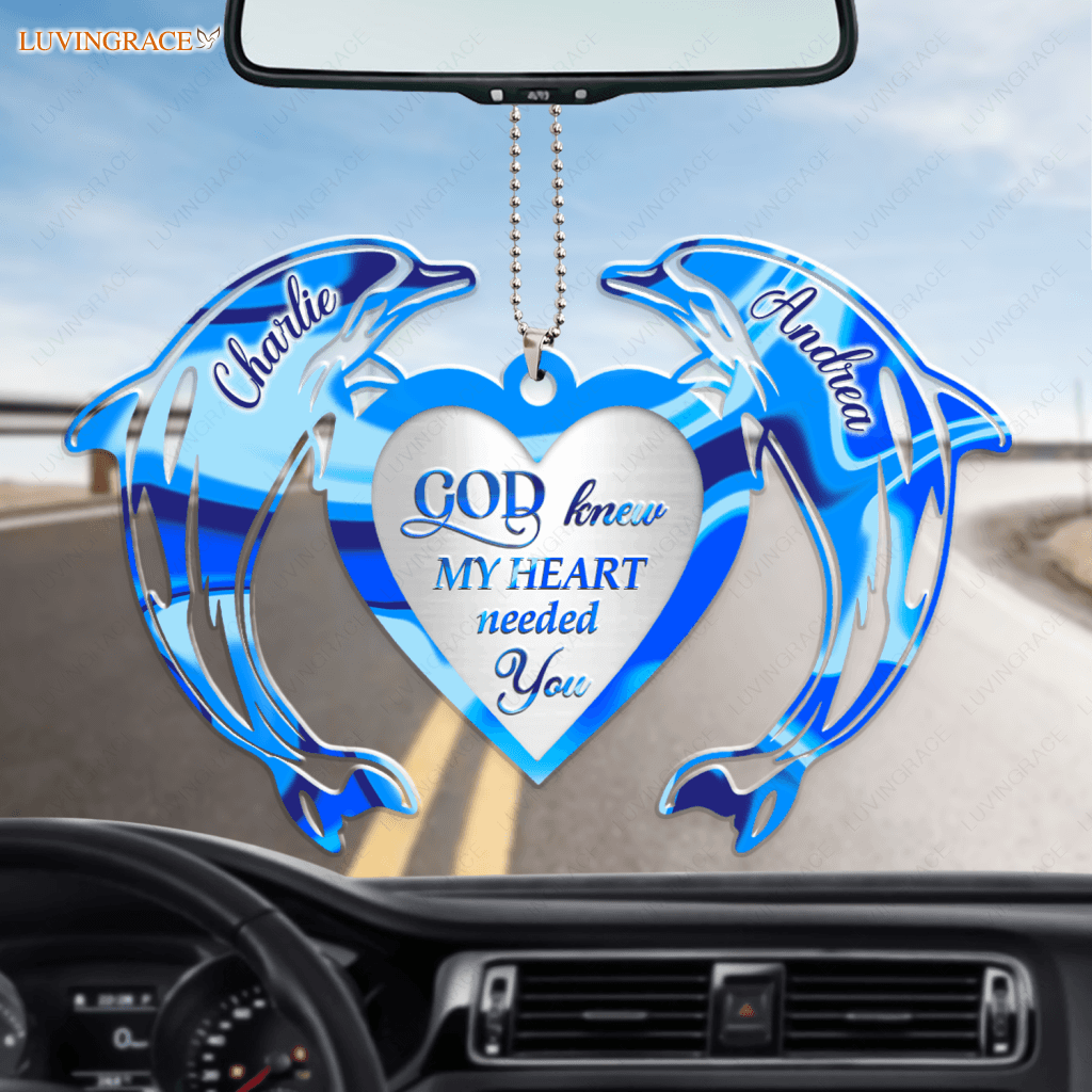 Personalized Dolphin Couple God Knew My Heart Ornament