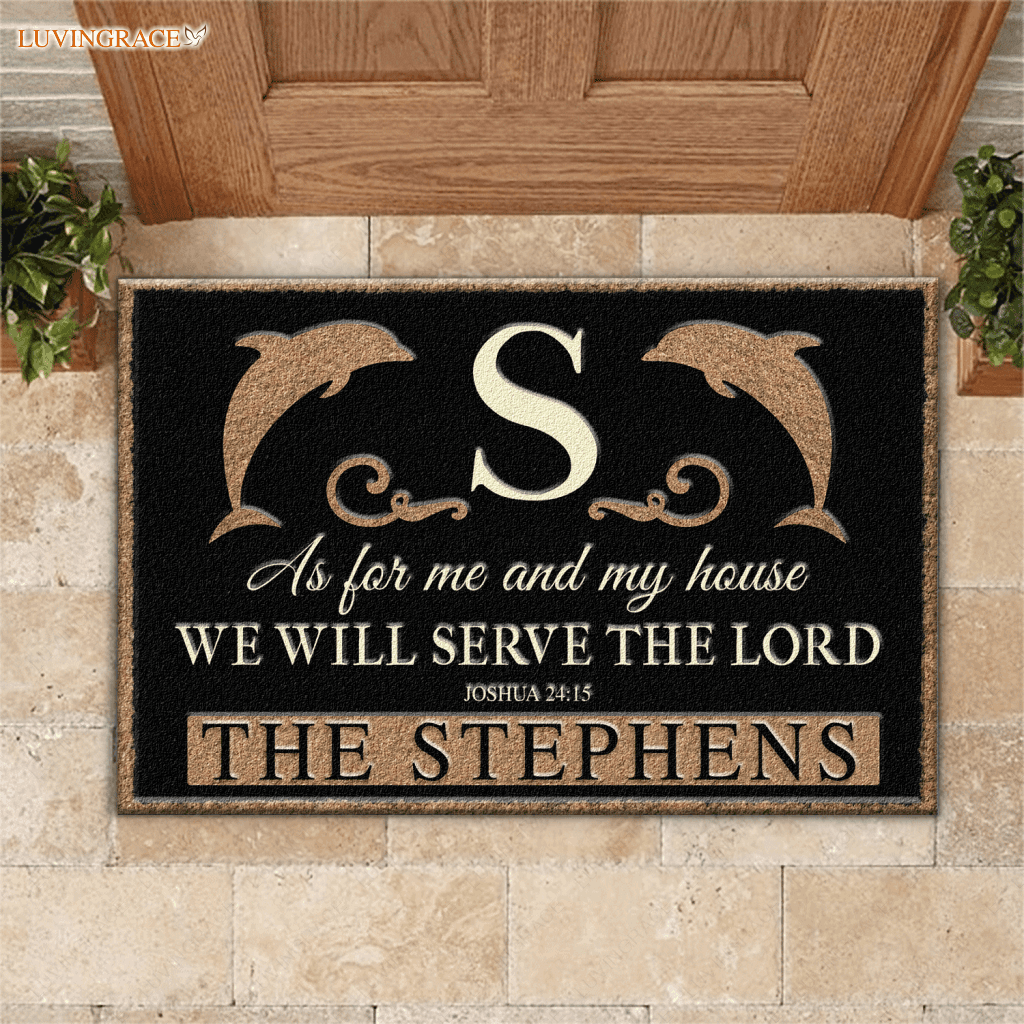 Personalized Dolphin Family Home Serve The Lord Elegant Doormat