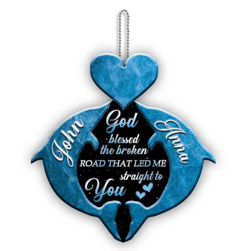 Personalized Dolphin Heart God Blessed Ornament
