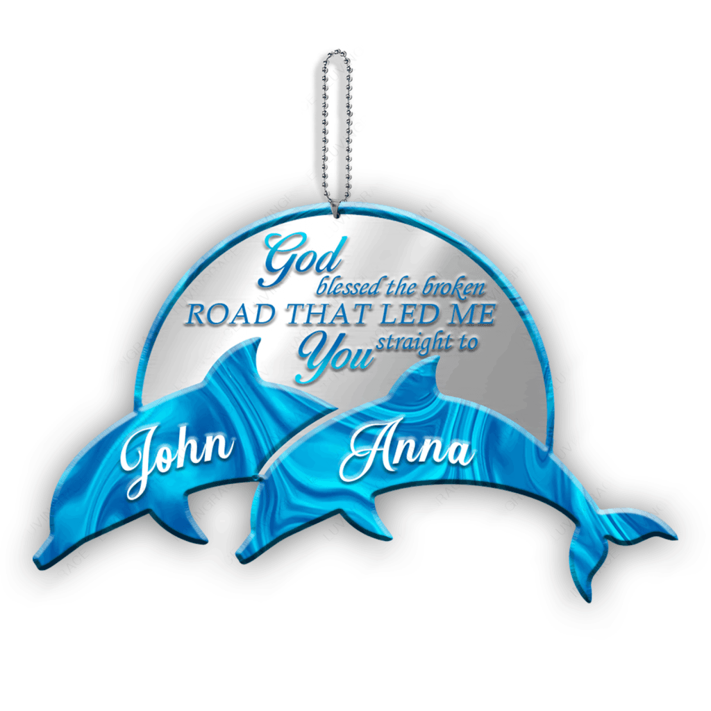 Personalized Dolphin On Sunset God Blessed Ornament