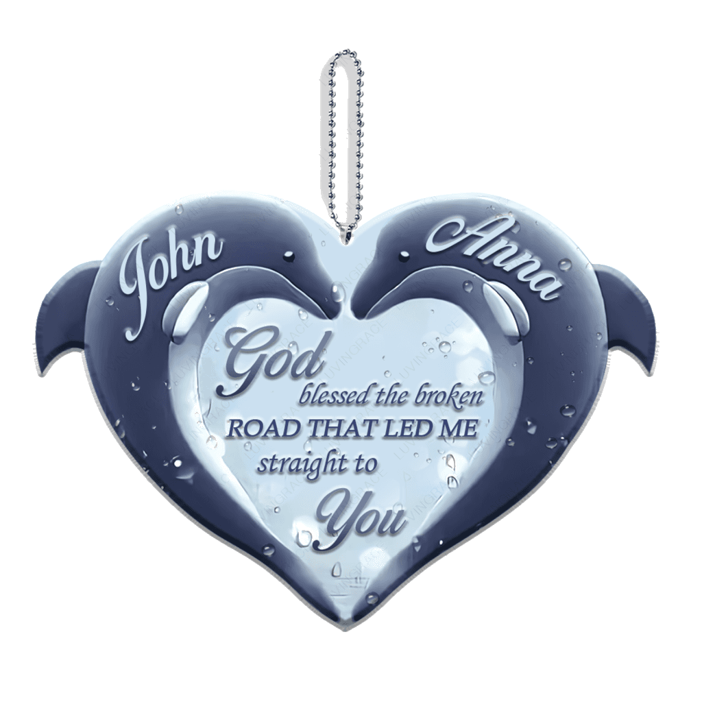 Personalized Dolphin Twinkle Heart God Blessed Ornament