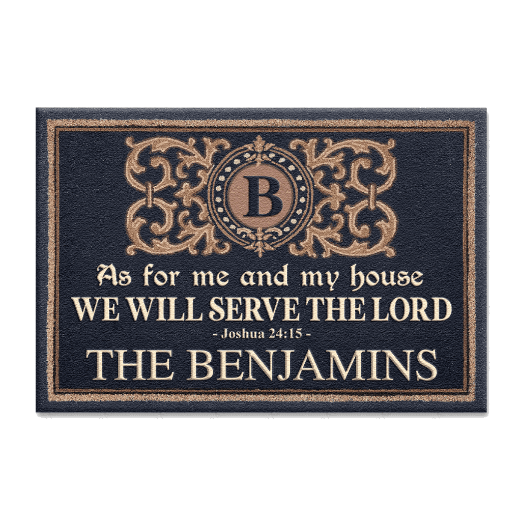 Personalized Doormat My Family Serve The Lord Monogram