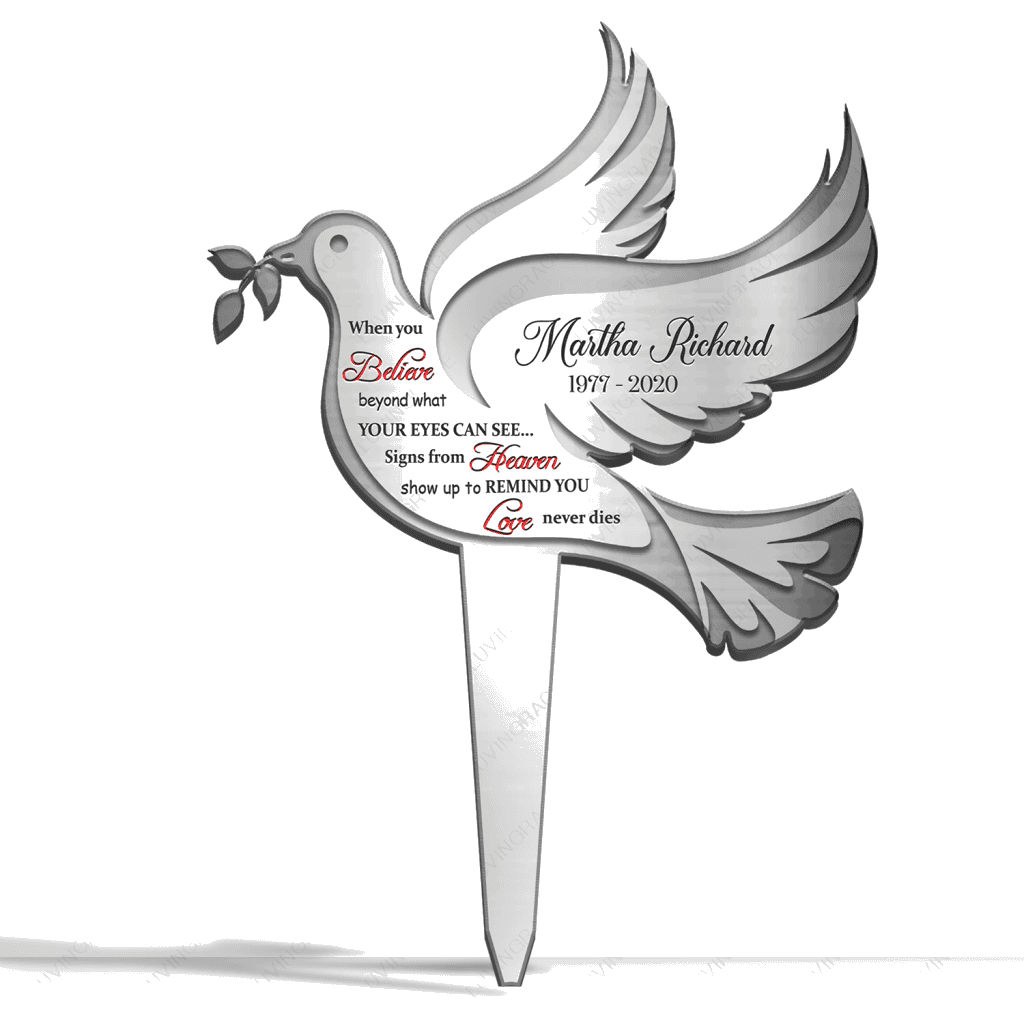 Personalized Dove When You Believe Plaque Stake