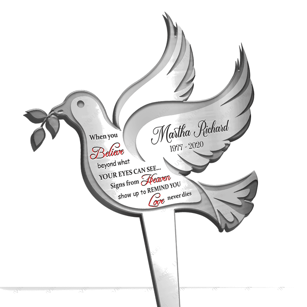 Personalized Dove When You Believe Plaque Stake