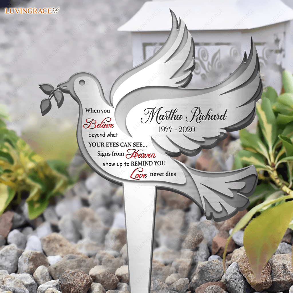 Personalized Dove When You Believe Plaque Stake