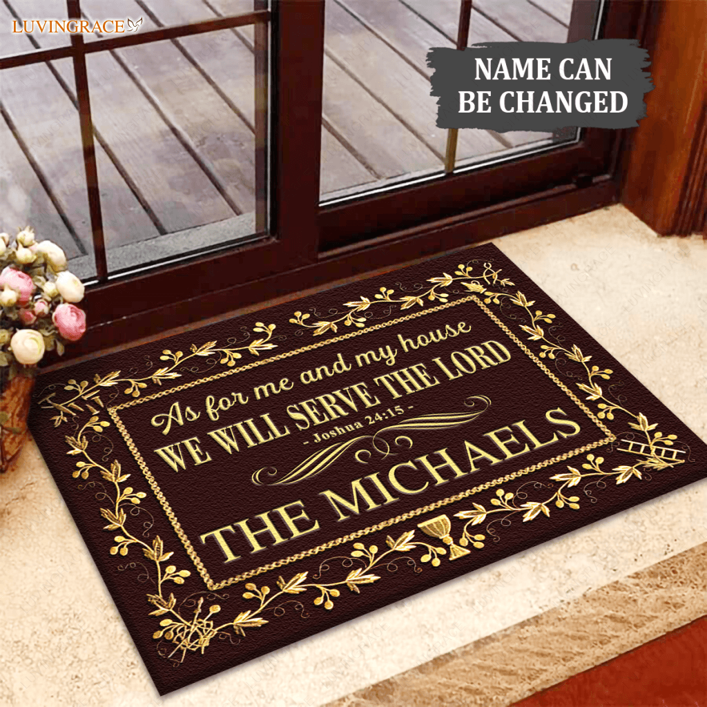 Personalized Elegant Brown Serve The Lord Catholic Doormat