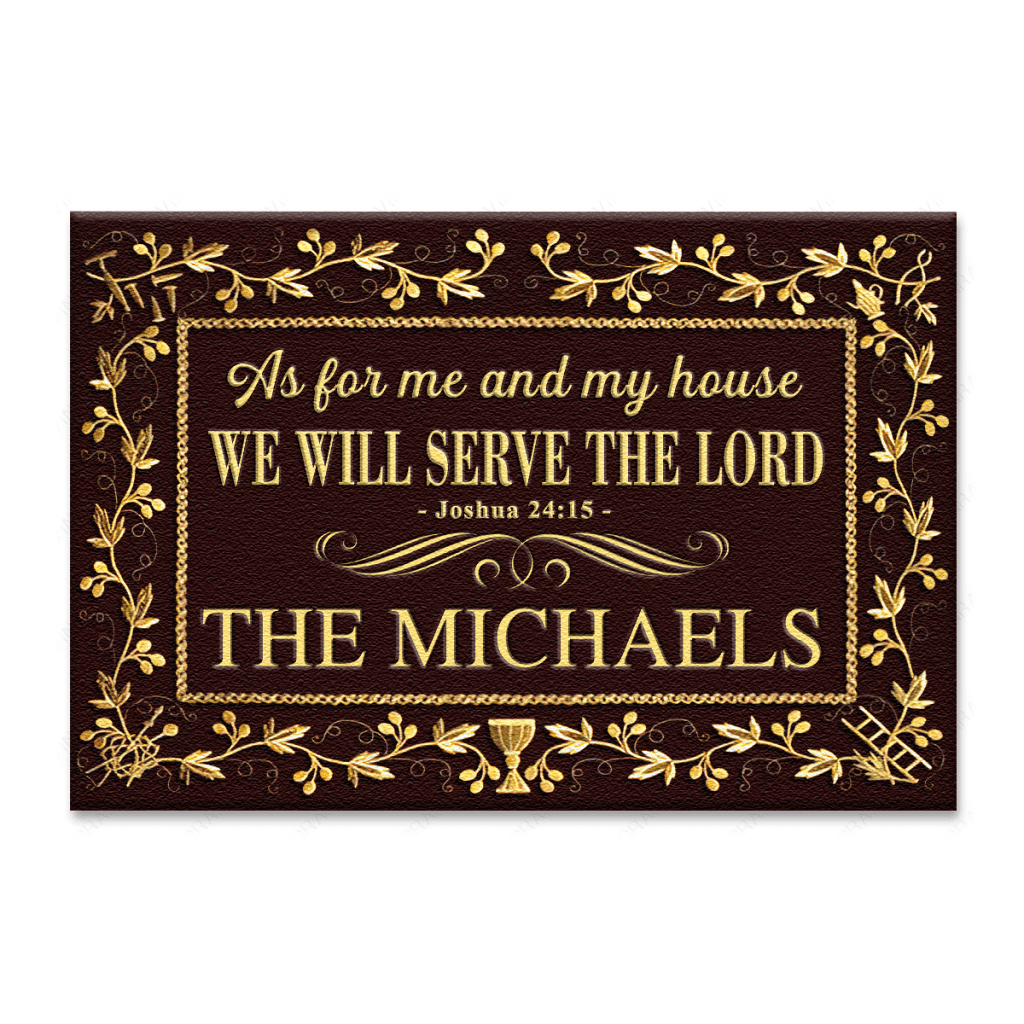 Personalized Elegant Brown Serve The Lord Catholic Doormat