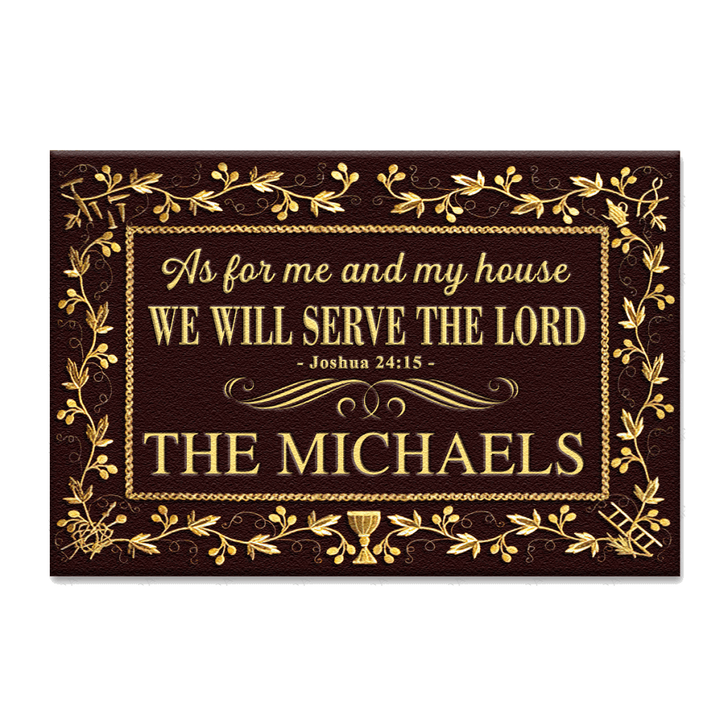 Personalized Elegant Brown Serve The Lord Catholic Doormat