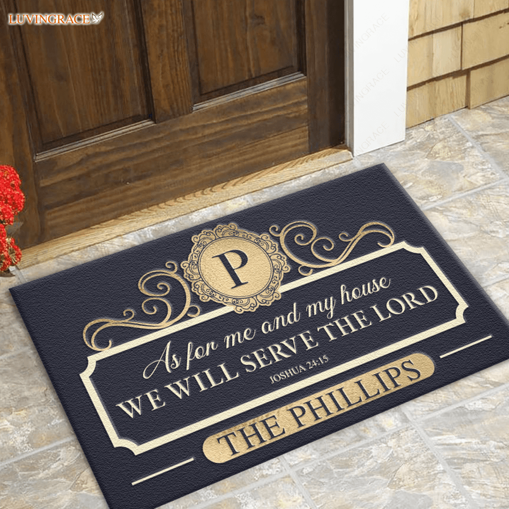 Personalized Elegant Family Home Serve The Lord Doormat