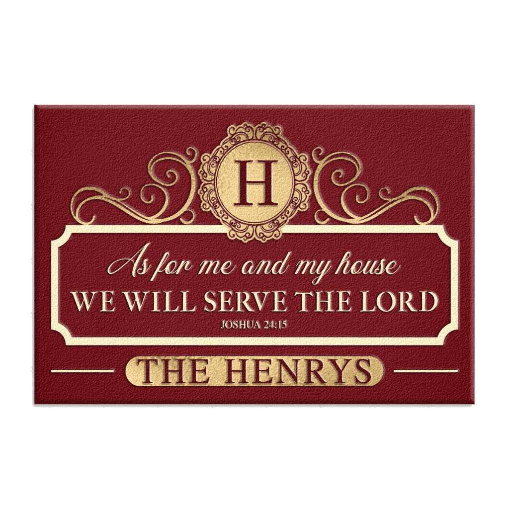 Personalized Elegant Red Family Home Serve The Lord Doormat