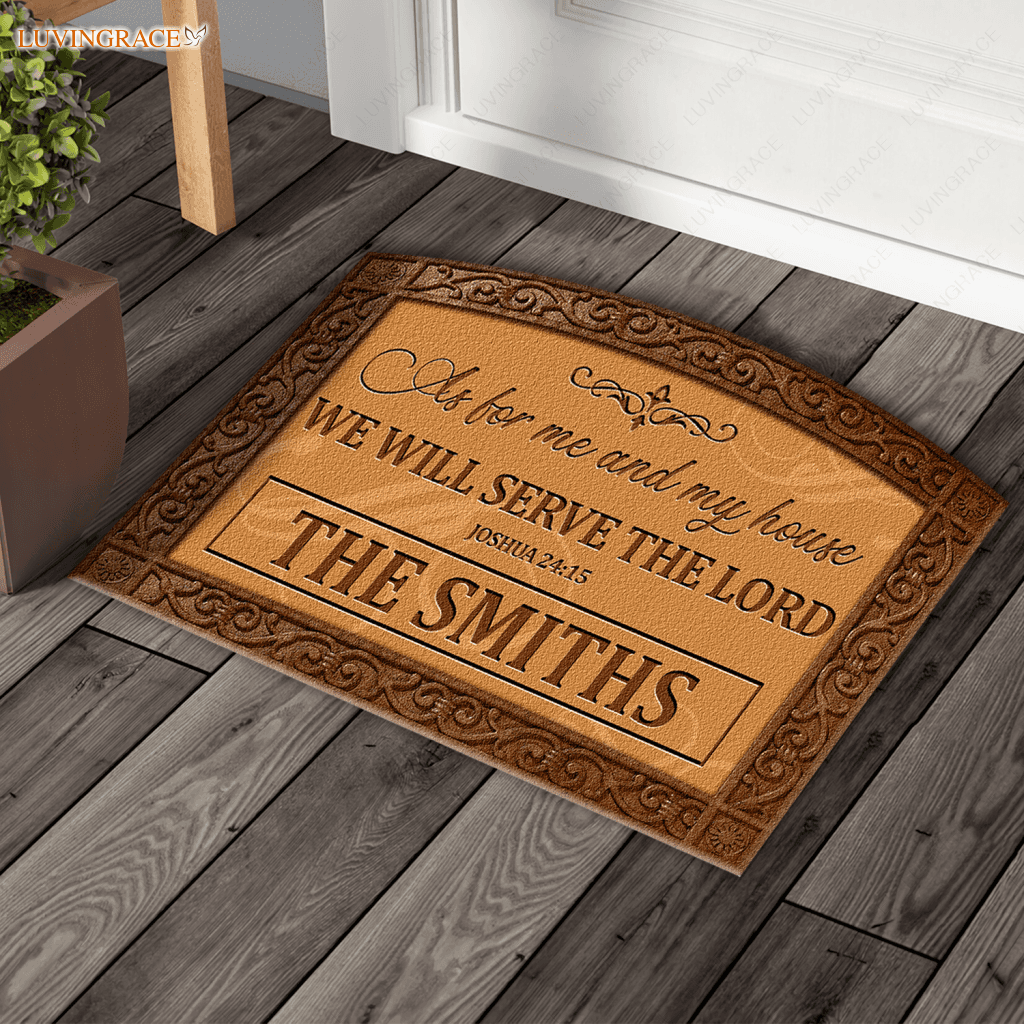 Personalized Entryway Shaped Doormat Serve The Lord