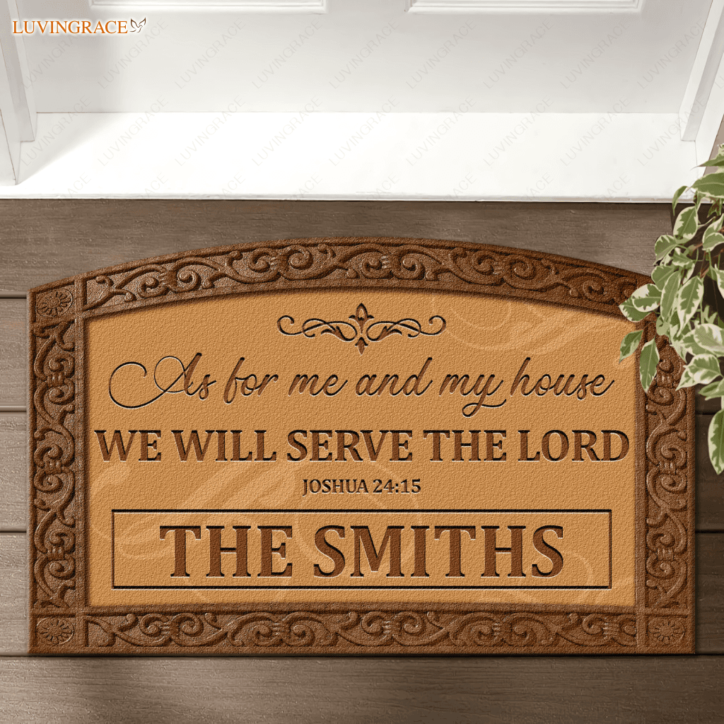 Personalized Entryway Shaped Doormat Serve The Lord