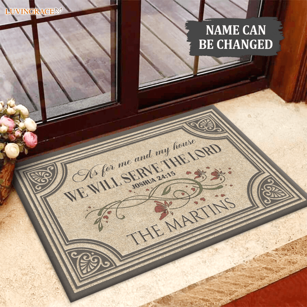 Personalized Family Home As For Me And My House We Will Serve The Lord Doormat