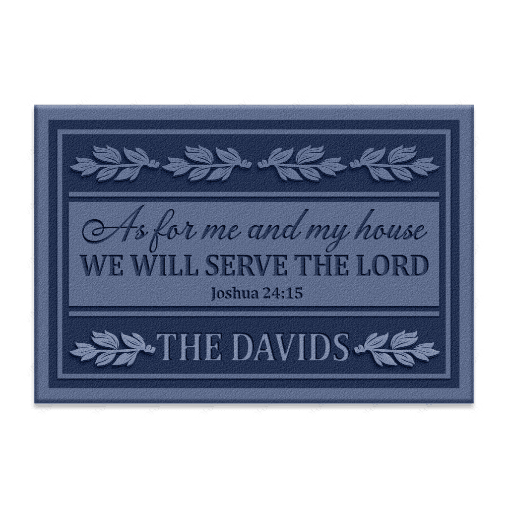 Personalized Family Home Serve The Lord Rectangular Doormat
