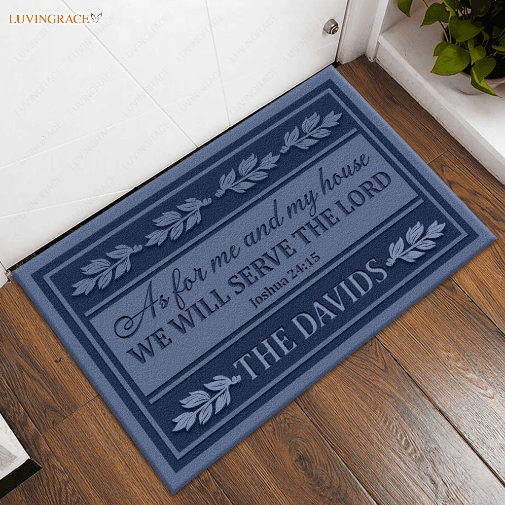 Personalized Family Home Serve The Lord Rectangular Doormat