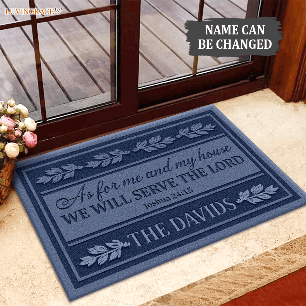 Personalized Family Home Serve The Lord Rectangular Doormat