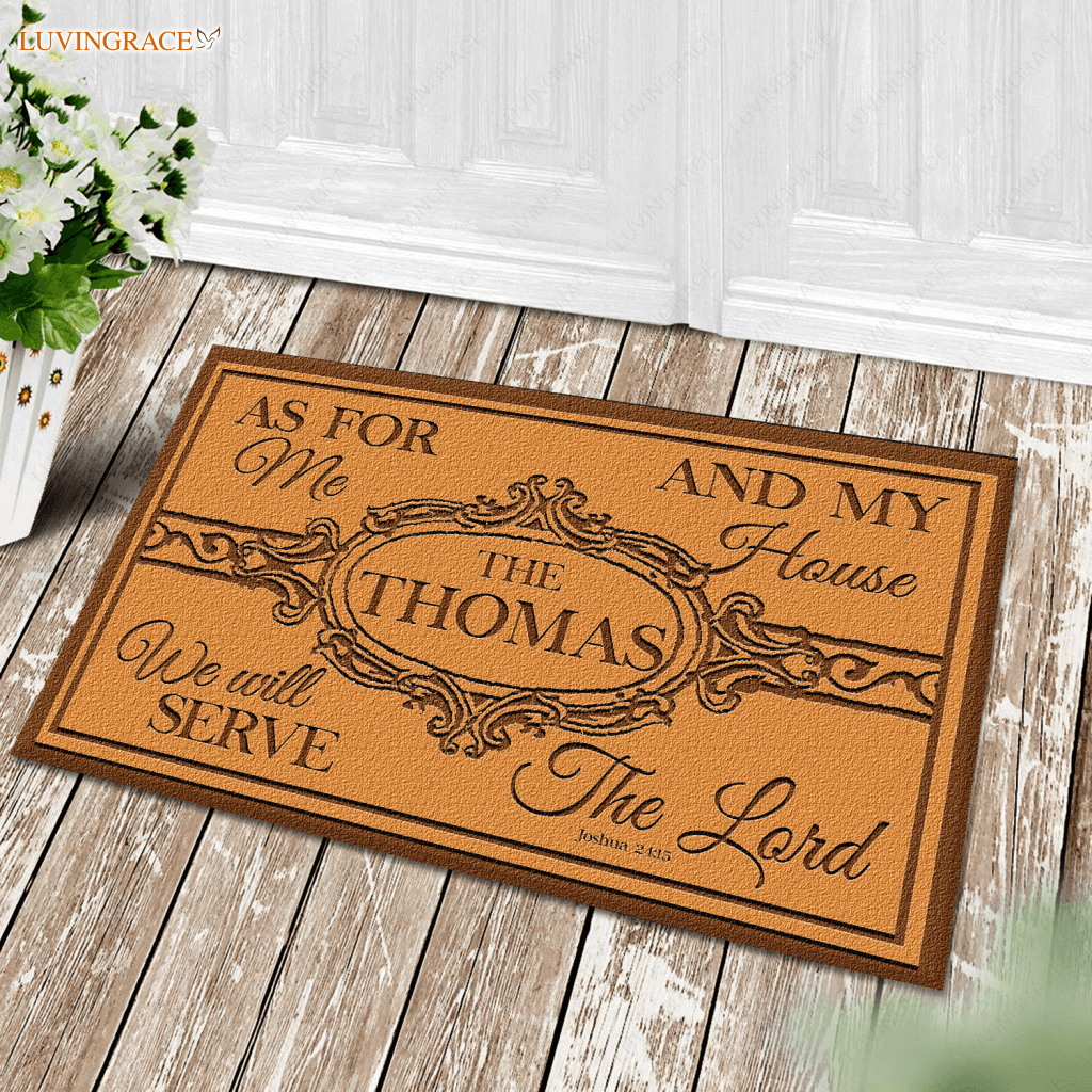 Personalized Family Name As For Me And My House We Will Serve The Lord Doormat