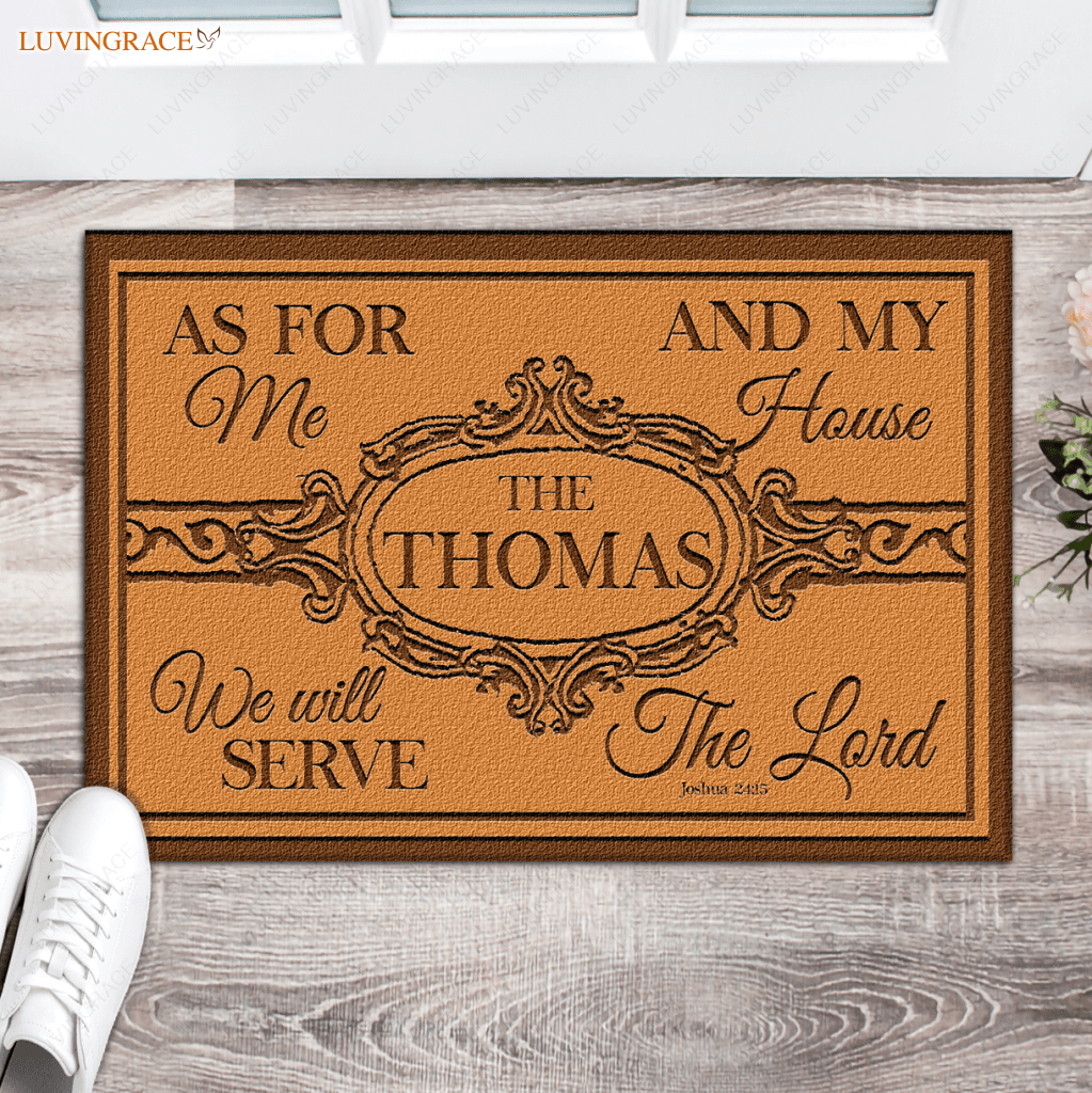 Personalized Family Name As For Me And My House We Will Serve The Lord Doormat