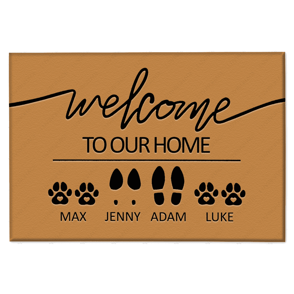 Personalized Family & Pet Footprint And Name Welcome Mat