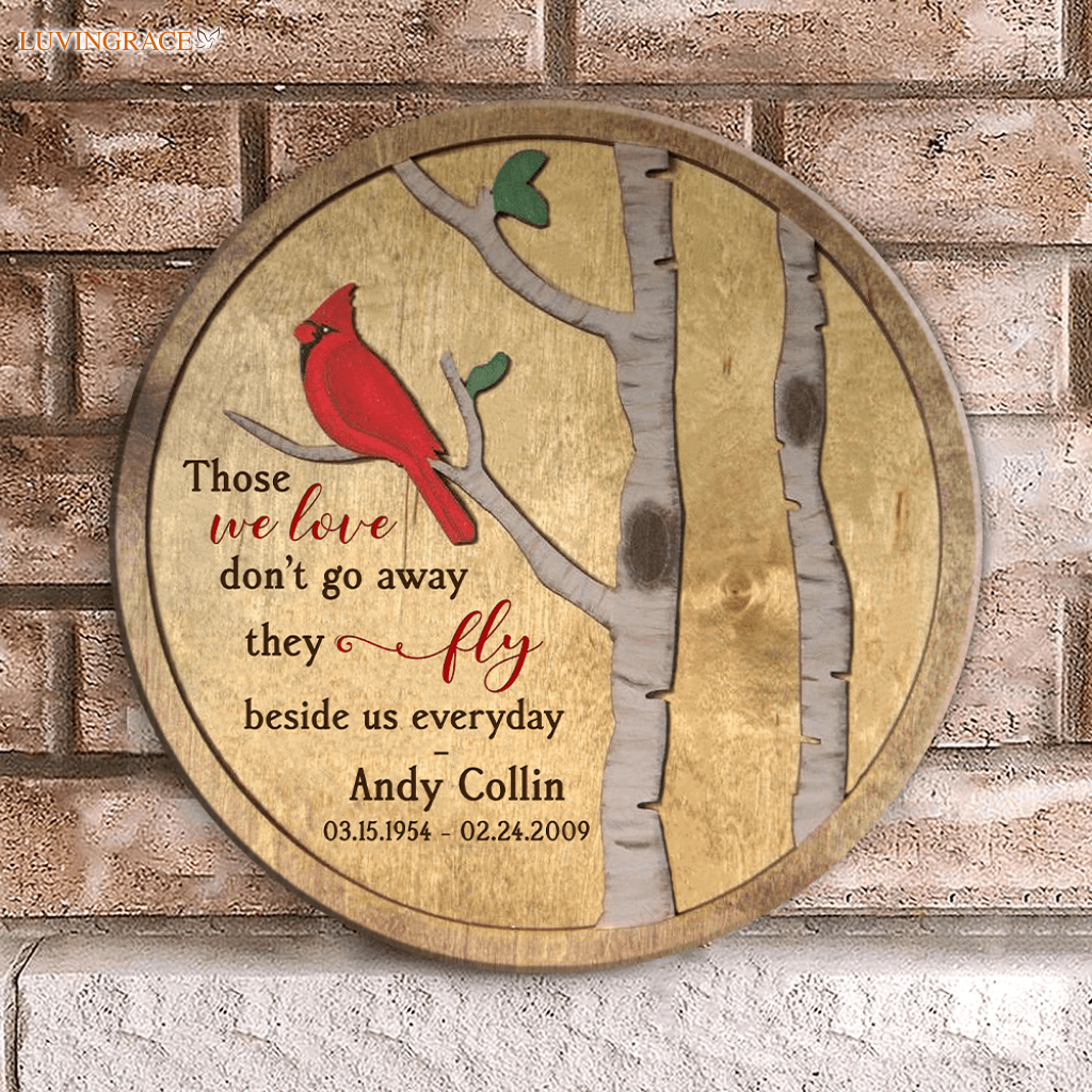 Personalized Fly Beside Us Wood Circle Sign