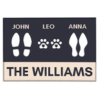 Personalized Footprint Family and Pet Name Navy Doormat