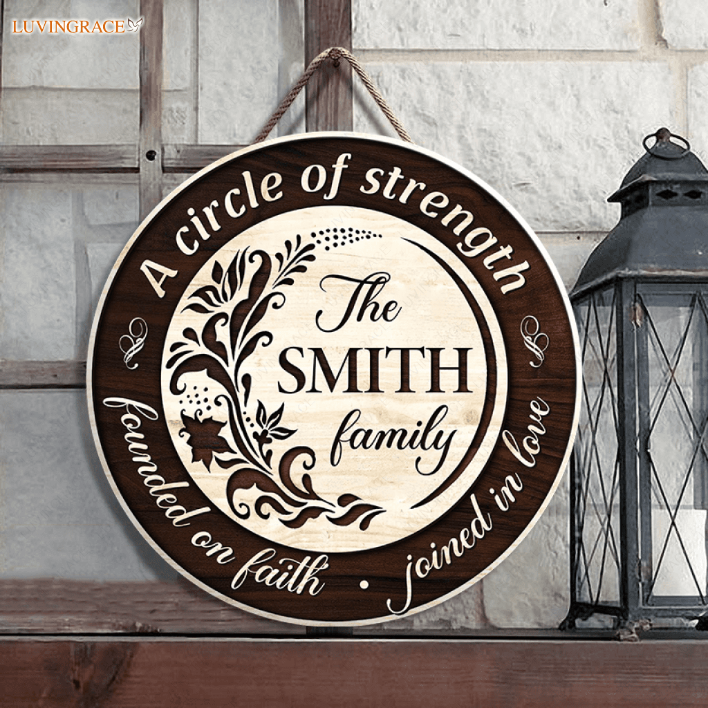 Personalized Founded On Faith Circle Sign Wood