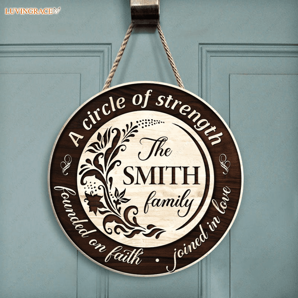 Personalized Founded On Faith Circle Sign Wood