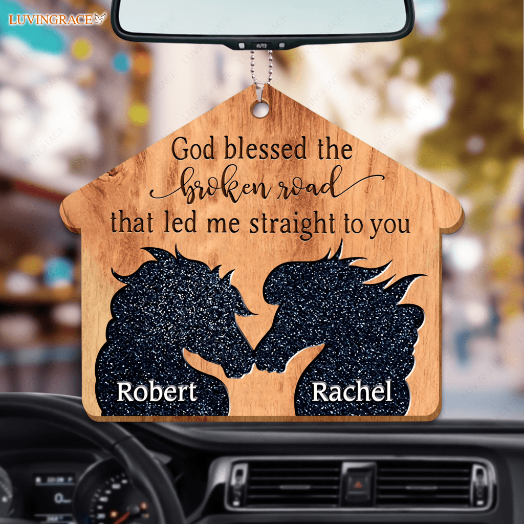 Personalized Glitter Horses God Blessed Wooden Ornament