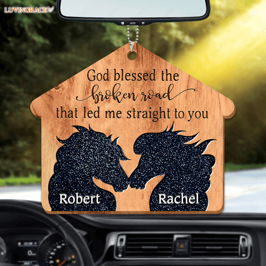 Personalized Glitter Horses God Blessed Wooden Ornament