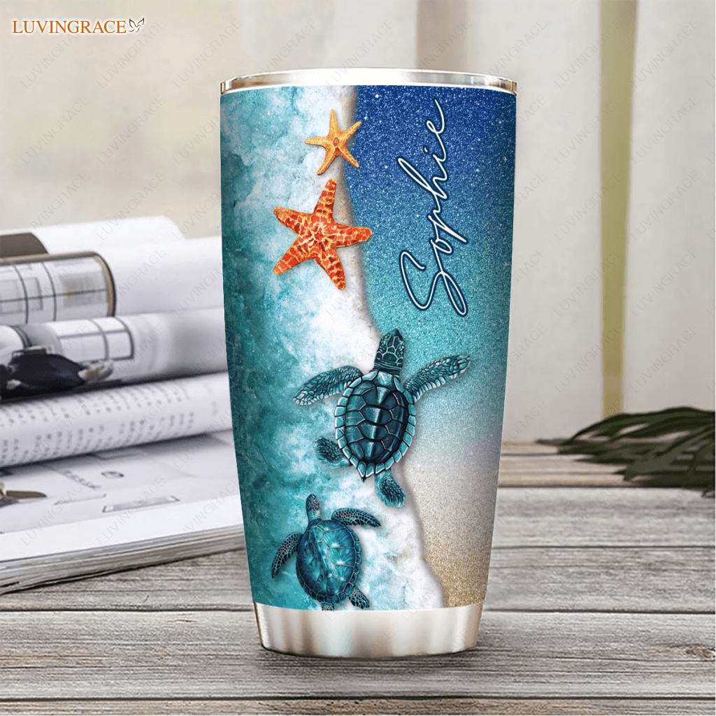 Personalized Glitter Will I Stand In Your Presence Turtle Tumbler