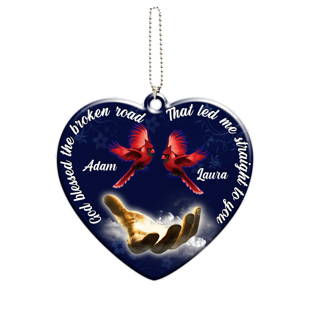 Personalized God Blessed Cardinal Couple Christian Ornament