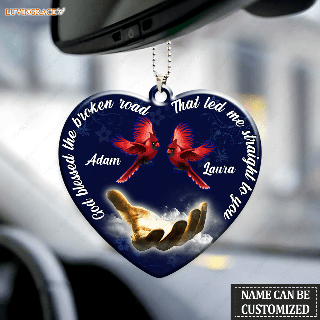 Personalized God Blessed Cardinal Couple Christian Ornament