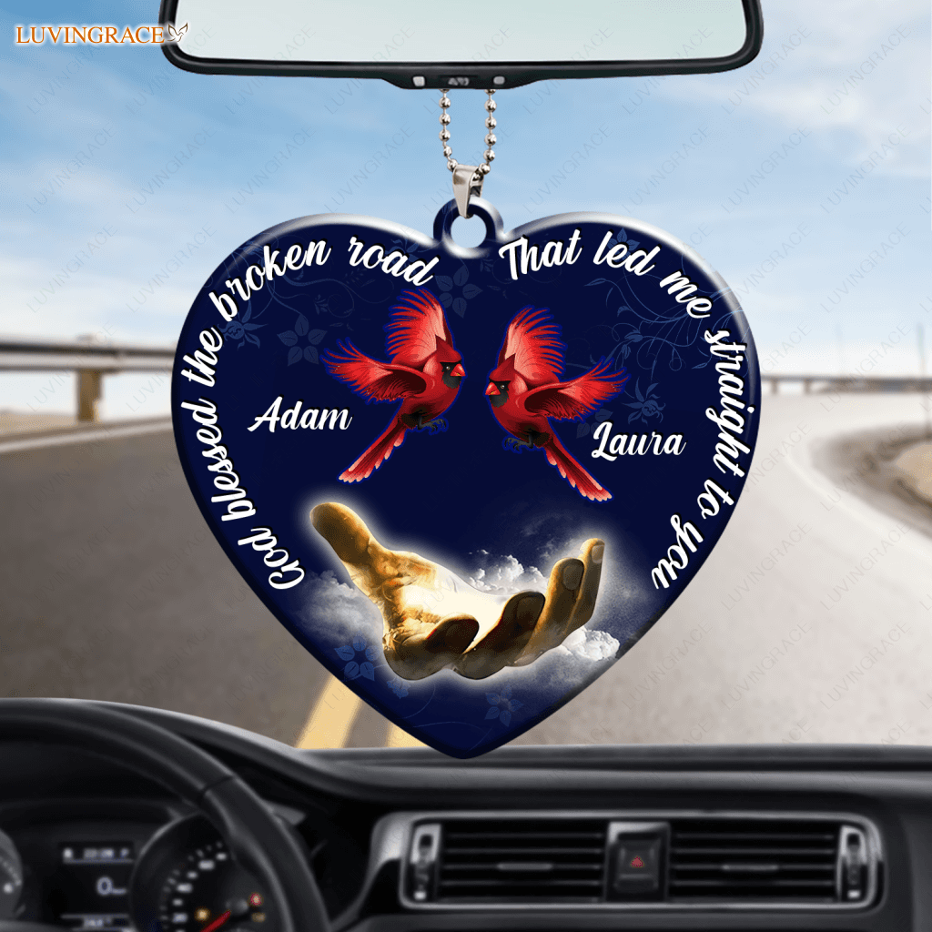 Personalized God Blessed Cardinal Couple Christian Ornament