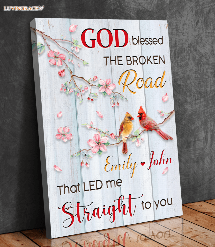 Personalized God Blessed Couple Bird Canvas Wall Art Canvas