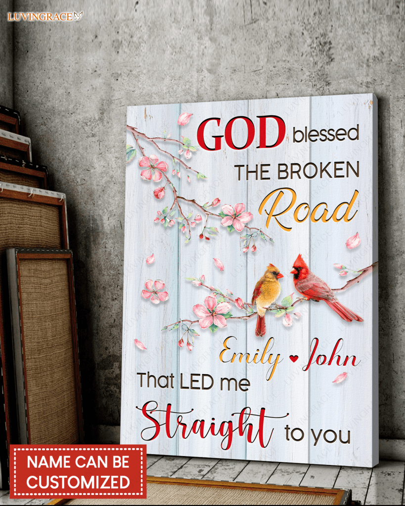 Personalized God Blessed Couple Bird Canvas Wall Art Canvas