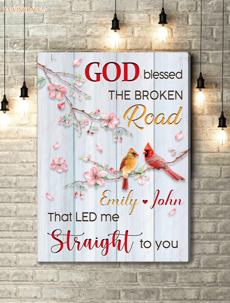 Personalized God Blessed Couple Bird Canvas Wall Art Canvas
