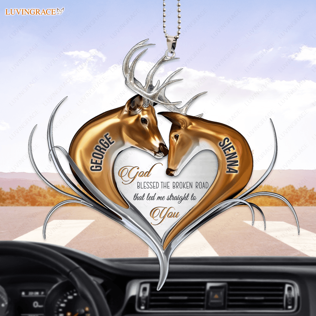 Personalized God Blessed Deer Heart Ornament