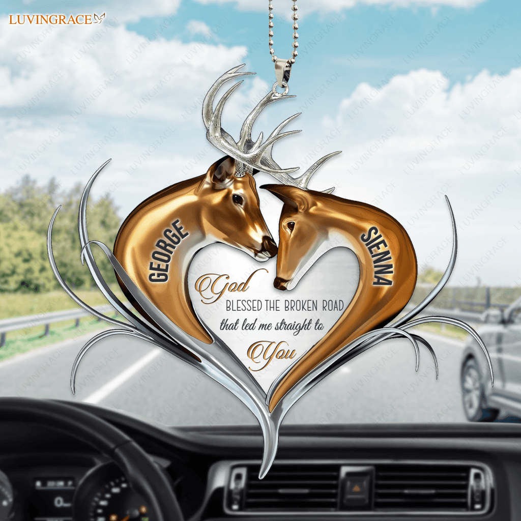 Personalized God Blessed Deer Heart Ornament