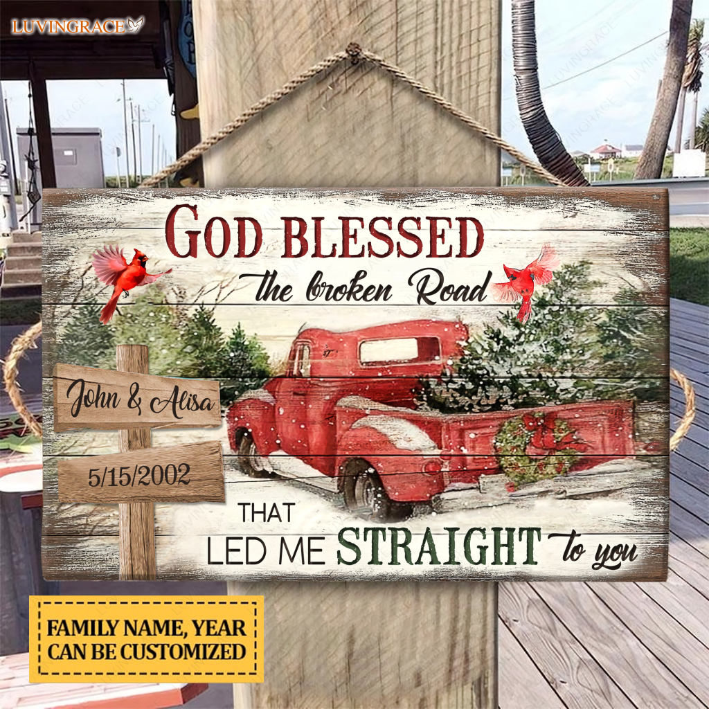 Personalized God Blessed Winter Wood Rectangle Sign