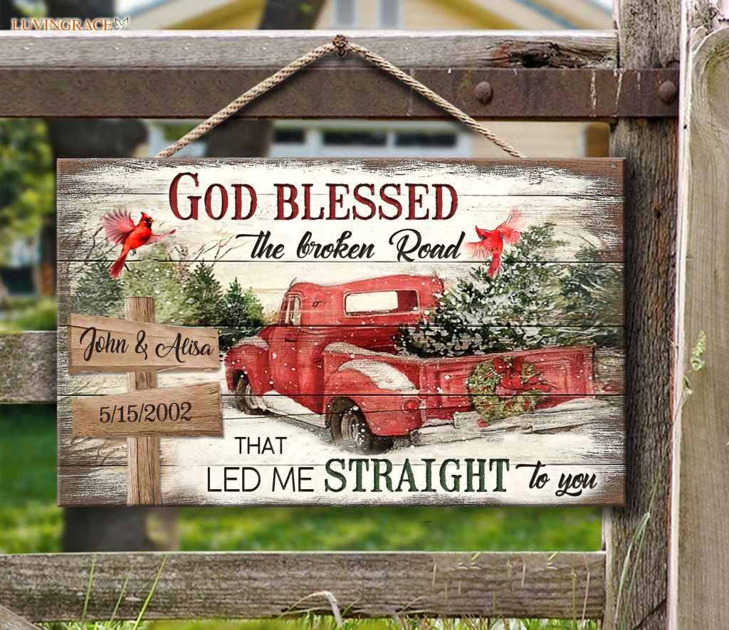 Personalized God Blessed Winter Wood Rectangle Sign