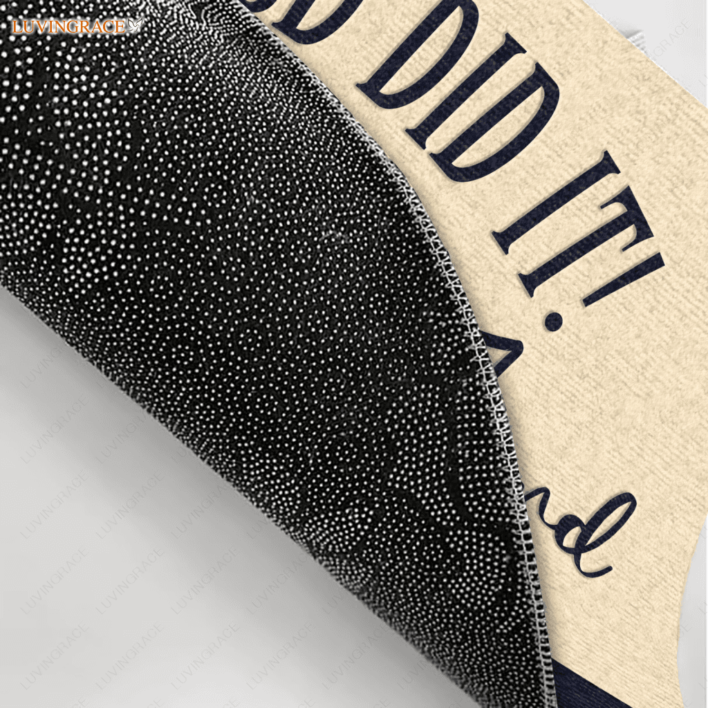 Personalized God Did It Trust In The Lord Navy And Tan Doormat