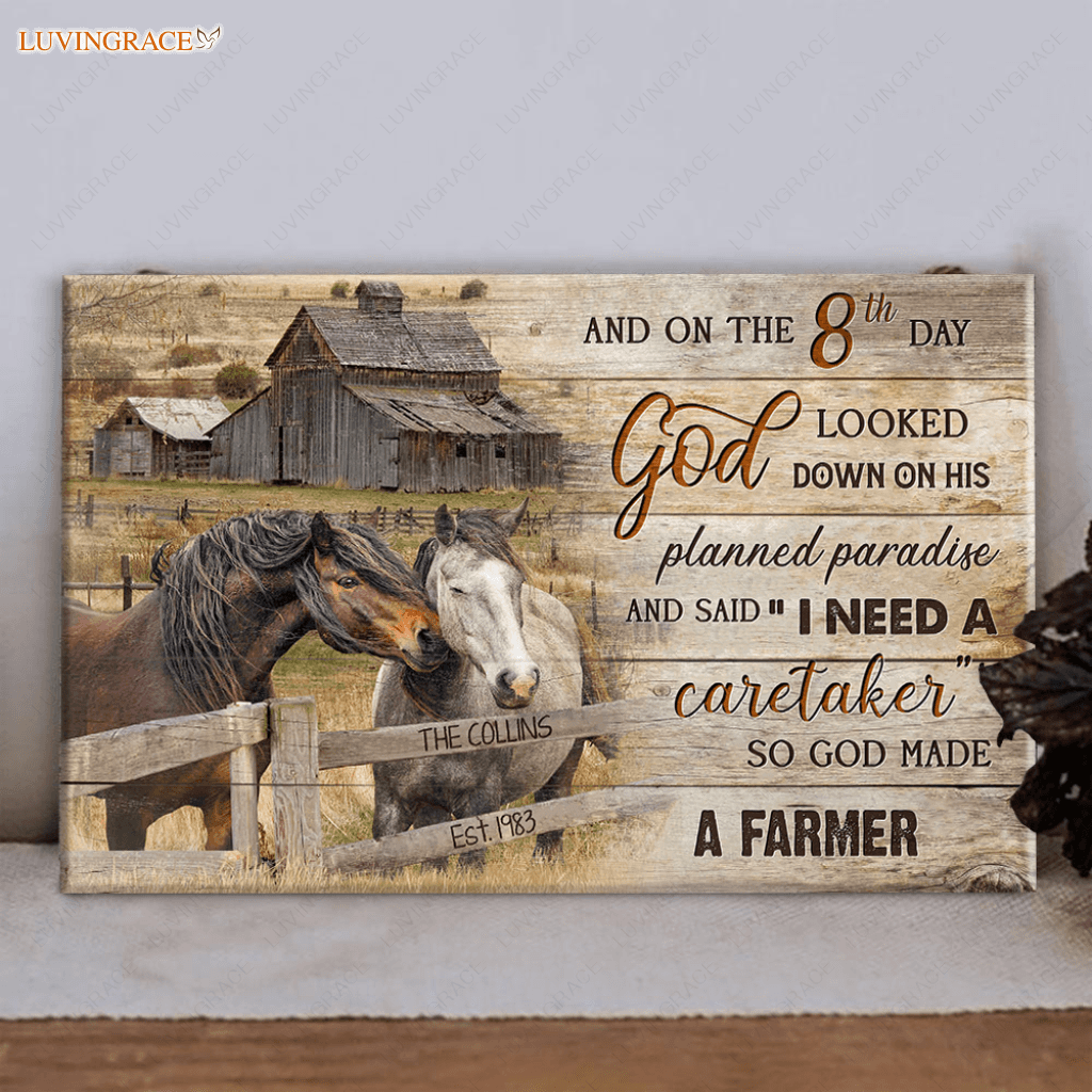 Personalized God Made A Farmer Wood Rectangle Sign