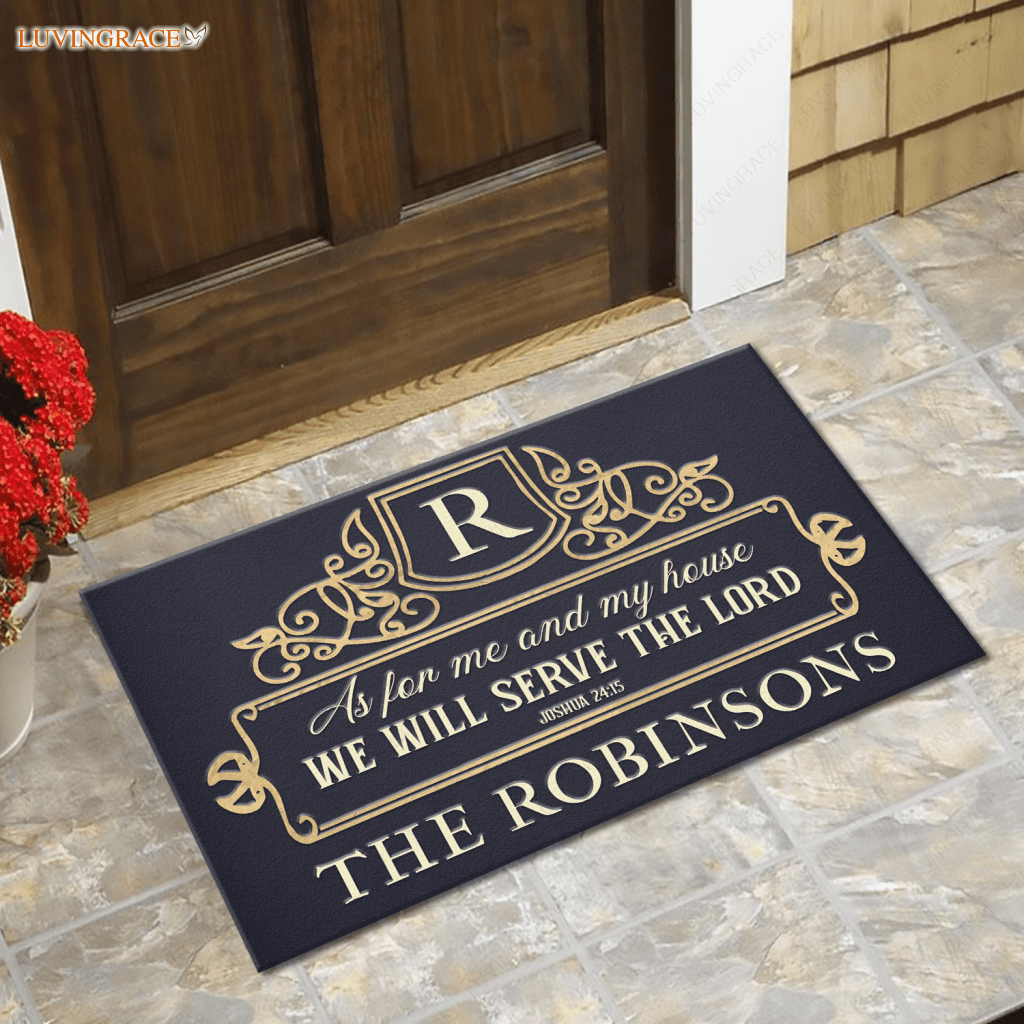 Personalized Gold Name Monogram Serve The Lord Doormat