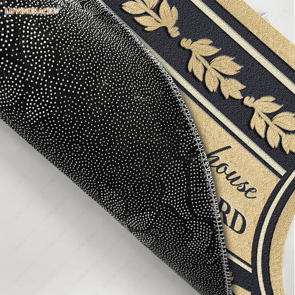 Personalized Gold Navy Serve The Lord Elegant Family Home Doormat