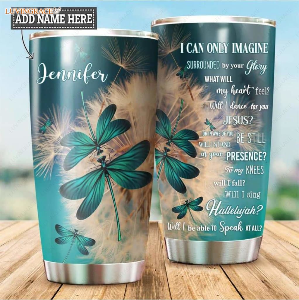 Personalized Green Dragonflies Imagine Tumbler Tumbler