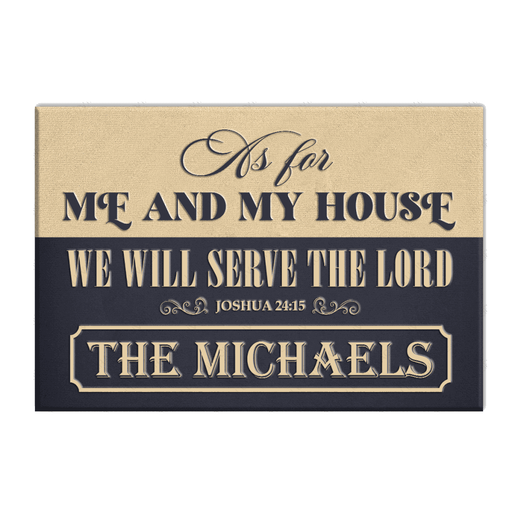 Personalized Half Navy Half Gold Serve The Lord Doormat