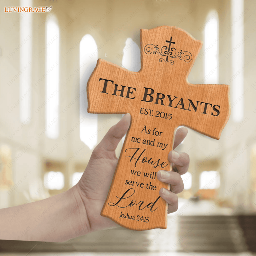 Personalized Hanging Cross As For Us Wood Sign